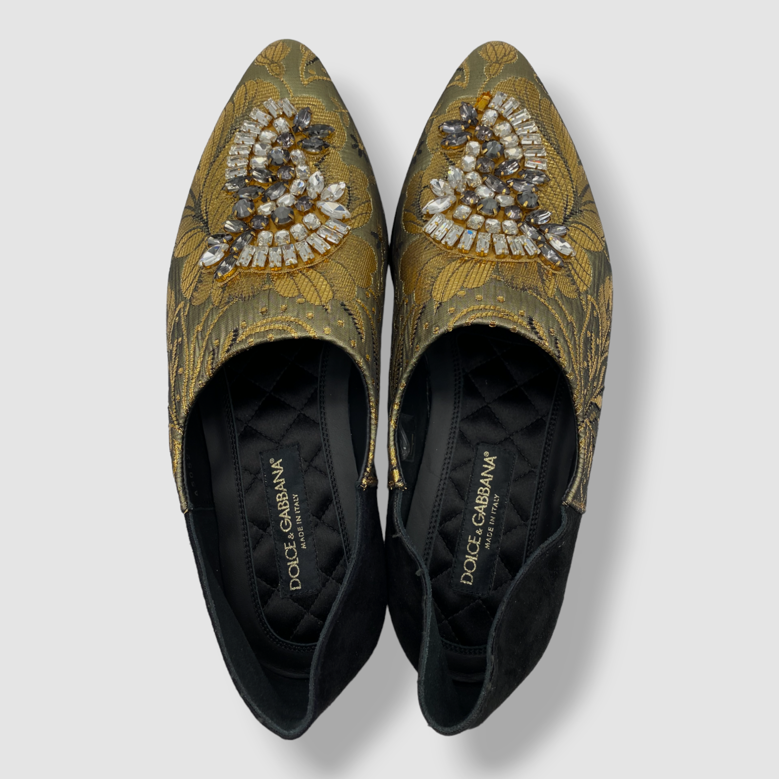 PANTOFOLA D’ORO Scarpe pantofole jacquard Dolce & Gabbana da uomo oro Jason damascato $3545 taglia 8