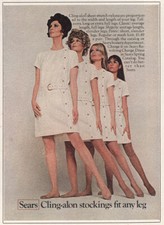 1968 Sears Cling-alon Stockings: Fit Any Leg Sheer Stretch Vintage Print Ad