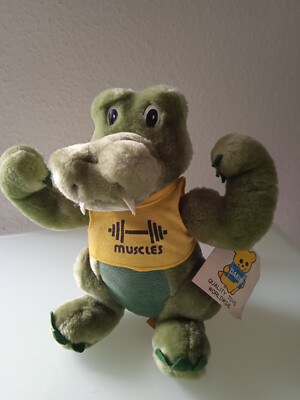 Vintage 1983 Dakin Nature Babys -Muscle Gator- Plüschtier 1980er Jahre Etikett