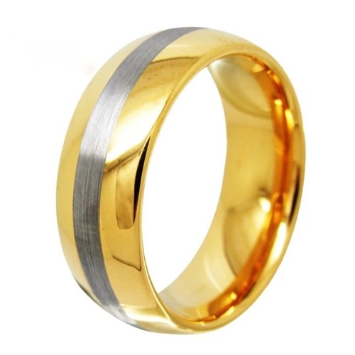 8MM Matte Line Black Blue Gold Dome Tungsten Carbide Ring Band Men Women Ring - Picture 3 of 7