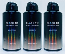3 Bath  Body Works BLACK TIE Ombre MEN Body Spray Mist Perfume 3.7 oz