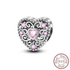 MULA 925 Sterling Silver Charm Pink AAA CZ Hollow Heart LOVE For Women Bracelet