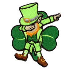 Dabbing Leprechaun St. Patrick's Day Irish Embroidered Iron On Patch