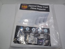 Waterproof Cotton Terry Pillow Protector Zippered Pillow Cases Queen Size 4 Pack