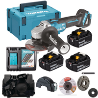 Makita Akku-Winkelschleifer + 3Xakku + LadegeräT + Makpac + ZubehöR DGA504RT3J
