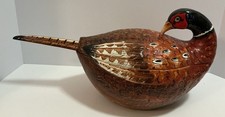 VINTAGE MEISELMAN IMPORTS PHEASANT SOUP TUREEN W/ LADLE POTTERY ITALY MANCER