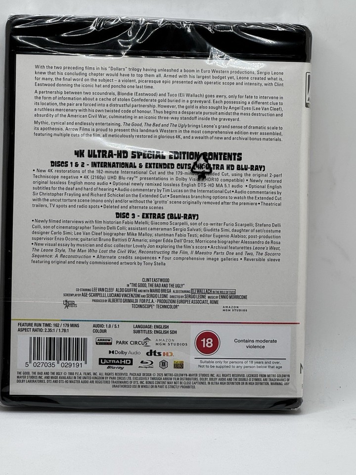 The Good, The Bad and the Ugly [4K UHD Blu-ray] Arrow UK Clint Eastwood ...
