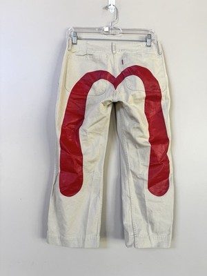 RARE Y2K 90s EVISU Donna Brushstroke Daicock Chino Pants Women Japan Sz 1 / XS