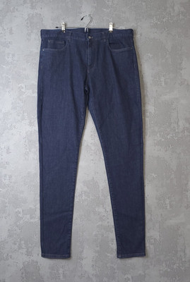 Canali Jeans Herren 56 ( W38 x L34 ) Blau Denim Slim Fit Dark Wash Tapered 