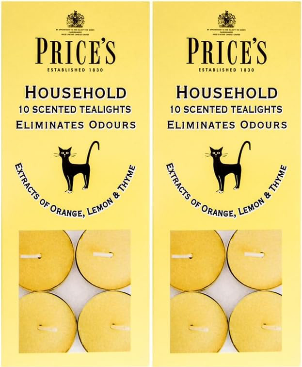 20x Price's Household Pet Tealights Scented Candle - Eliminates Cooking Odour