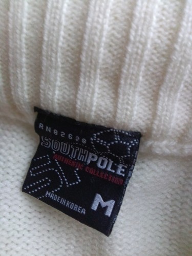 Vintage Sourh Pole Cream Knit Turtleneck Cotton Size Med Sweater - Picture 4 of 4