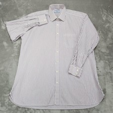 Charles Tyrwhitt Dress Shirt Mens 19/37 White Blue Stripe Long Sleeve Classic