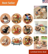 8PC Halloween Diamond Painting Coasters Kit - DIY Craft Set for Adults