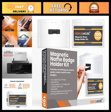 100 Magnetic Name Badge Holders Kit - 4x3 Horizontal ID Tags for Events, Vaccine