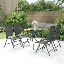 Garden Dining Set Anthracite Steel Medium Foldable