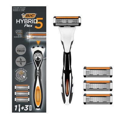BIC Hybrid 5 Flex Rasierer Herren Nassrasierer 3 Ersatzklingen Präzisionstrimmer