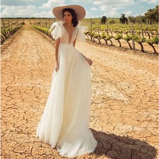 A-line Lace Appliques Wedding Dresses Sexy Backless Elegant Classic Bride Gowns