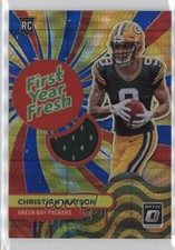 2022 Panini Donruss Optic First Year Fresh Blue Hyper Prizm Christian Watson 7ns