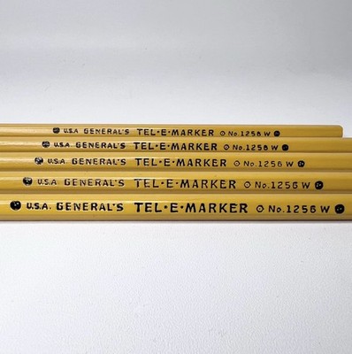 General s Tel-E-Marker No. 1256 W Yellow Pencil Lot of 5