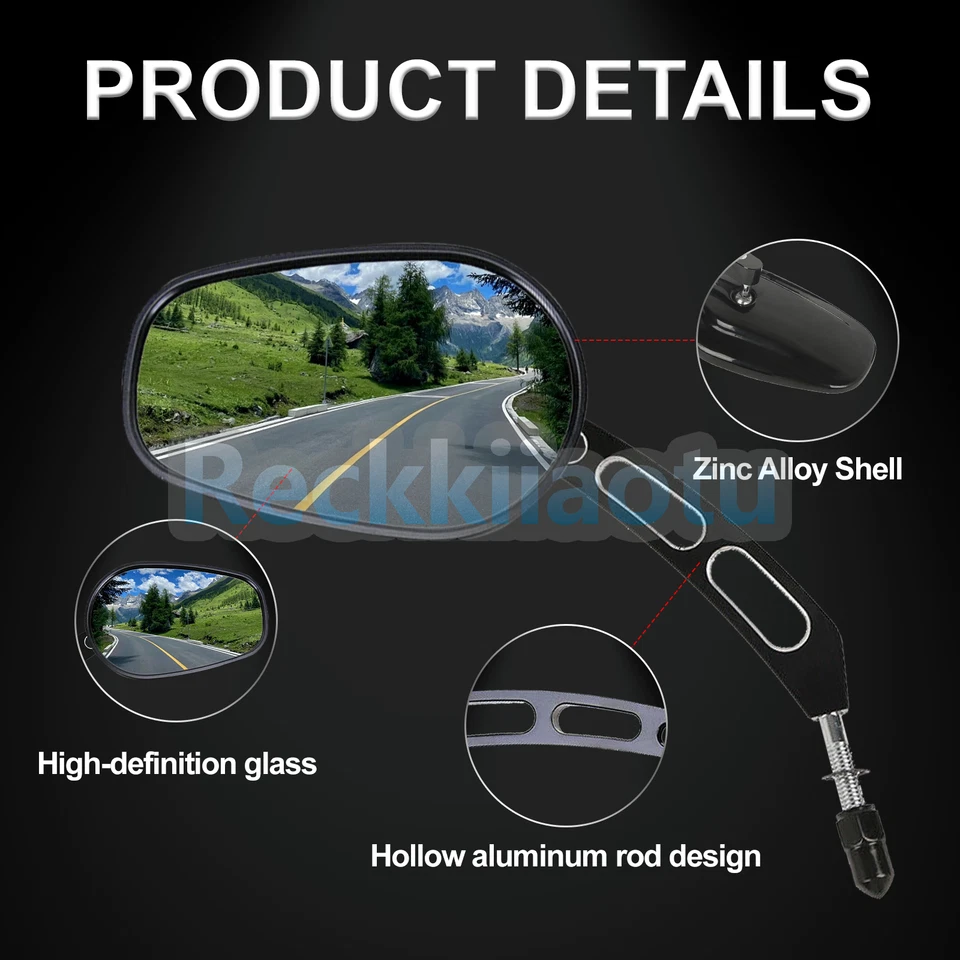 Espejos retrovisores negros de 8 mm para Harley Sportster XL883 1200 Touring Softail Foto 3 de 4