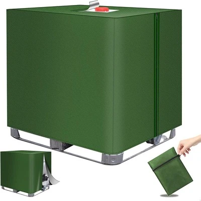 MAXEARN IBC Tank Abdeckung, 420D Grün Abdeckplane mit Reißverschluss, IBC Container C