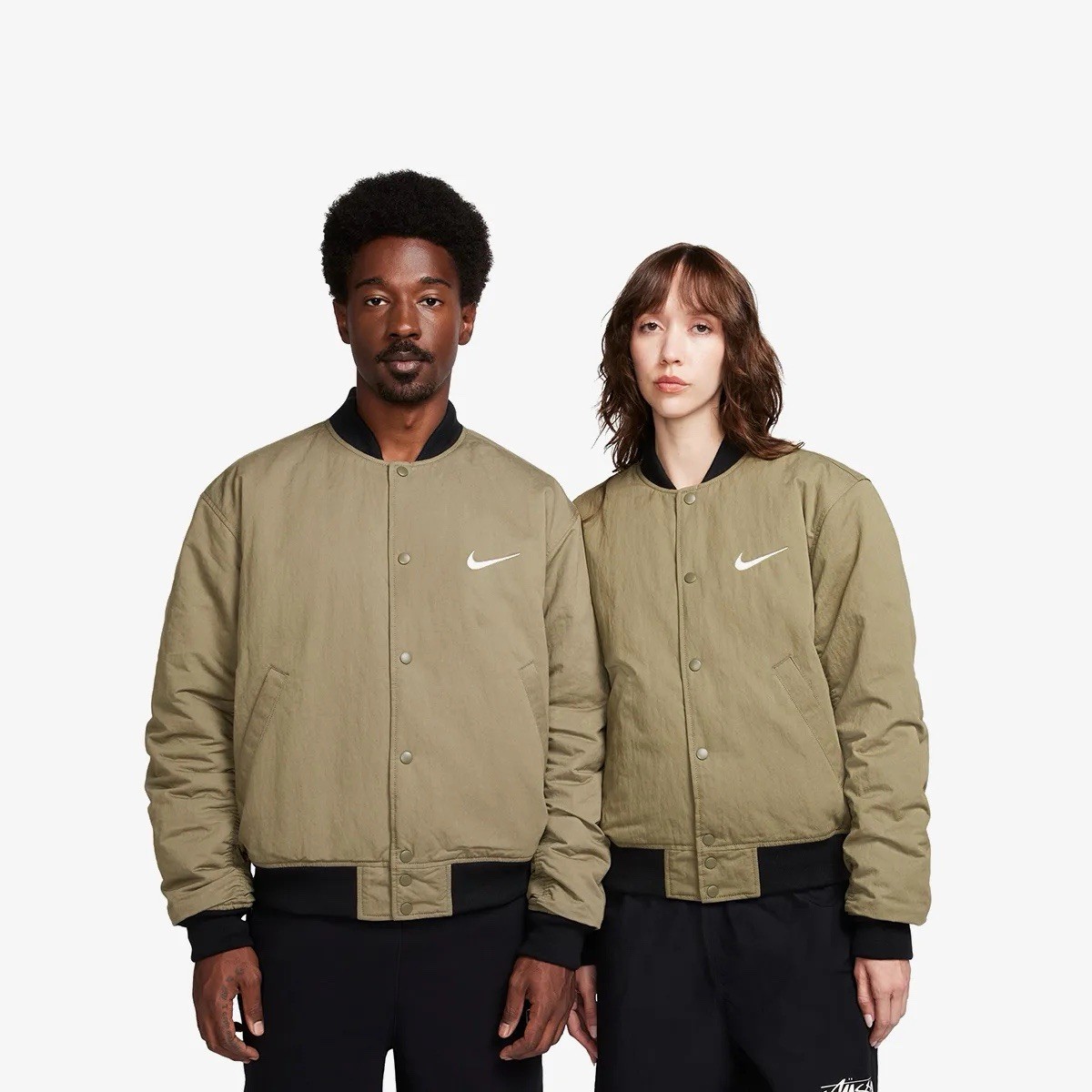 NIKE X STUSSY JACKET Olive/Mandarin Reversible Size XL FJ9153-222