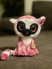 TY Beanie Boo- LeeAnn the Lemur Plush  Pink glitter eyes 6 inch 