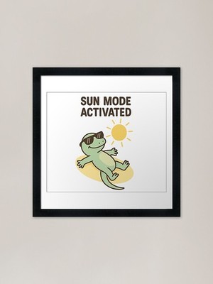 Eidechse Meme Sonnenmodus aktivierter Rahmen gerahmtes Wandbild Poster Leinwanddruck Bild
