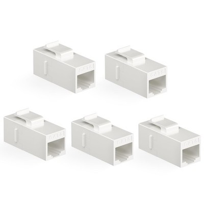 5 PCS CAT6 RJ45 Keystone Jack Inline Coupler Female To Female Extender White