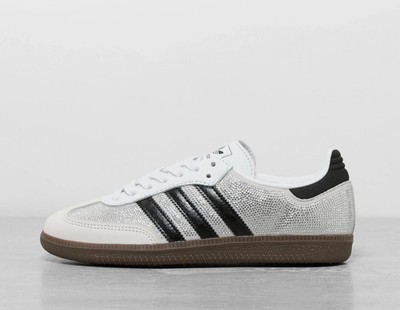 Adidas Originals Damen SAMBA OG Schuhe in Weiß / Schwarz Strass