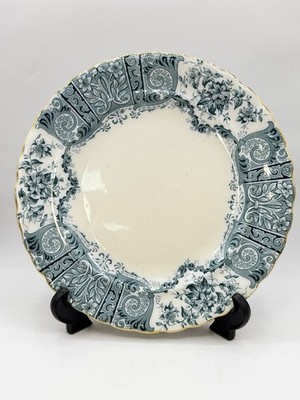 Burleigh Burgess & Leigh Eaton 27 cm Teller grün Transferware um 1896 Vintage Z2