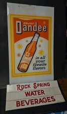1950's Dandee Soda Sign and Rock Spring's Beverage metal rack signs. (4)