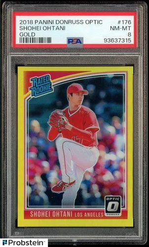 2018 Donruss Optic Gold #176 Shohei Ontahi Pitching RC Rated Rookie /10 PSA 8