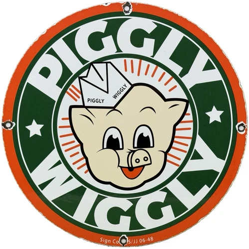 VINTAGE PIGGLY WIGGLY PORCELAIN SIGN MCDONALDS PEPSI COKE IN-N-OUT GAS STATION