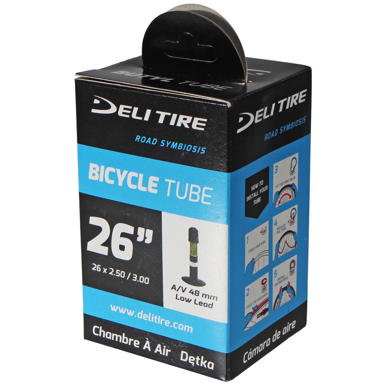 Delium 26x2.5-3.0'' Butyl Inner Tube, SV/Schrader Valve, Durable - Low-Lead