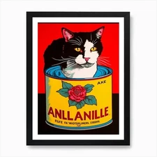 Camellia With A Cat 2 Pop Art  Art  Framed Wall Art Poster Canvas Print Picture