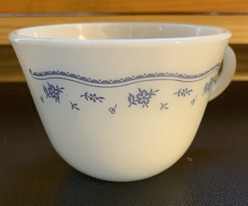 Vintage PYREX “Morning Blue” Milk Glass Coffee/Tea Cups ~ Set of 4