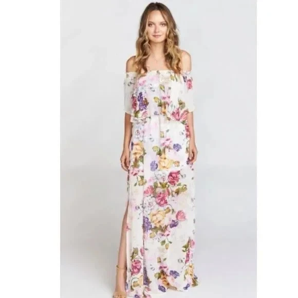 Maxi Vestido Show Me Your Mumu Floral Hacienda Fuera del Hombro Talla Pequeña Foto 2 de 4