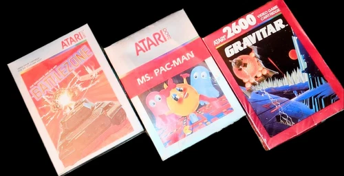 Atari 2600/Atari 2600+ NEW/SEALEDx3 GAMES/1981-87/BATTLEZONE+GRAVITAR+MS.PACMAN+