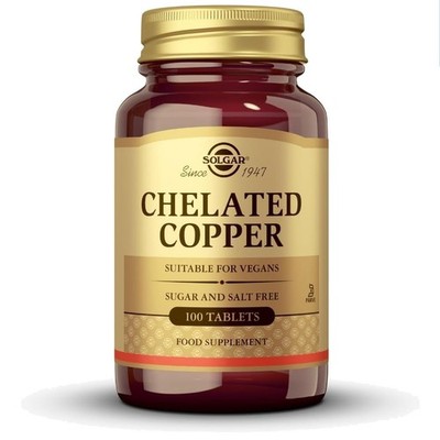 Natural Chelated Copper Tablets 100 Count - Essential for Skin and Joint Health
