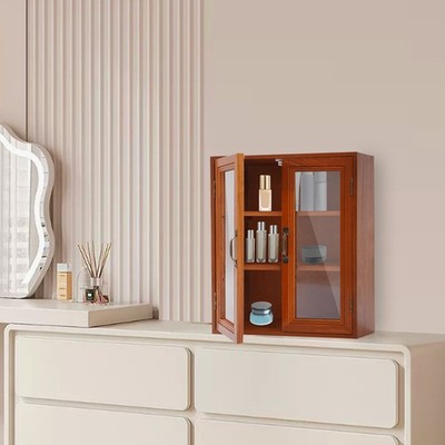 Modern 3-Tier Wood Storage Cabinet Kitchen Desktop Double Door Organizer Cabinet
