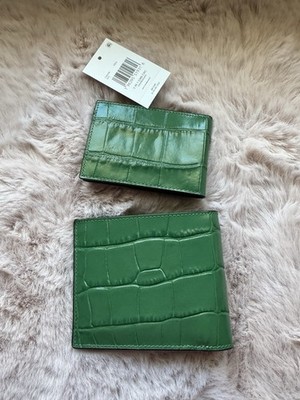 Coach Men's Charcoal 3-In-1 Crocodile-Embossed Leather Wallet
