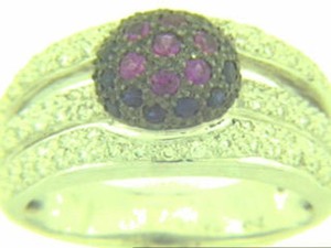 Le Vian 18K White Gold Cocktail Ring for Women 1.82 cts Ruby Diamond - Size 7