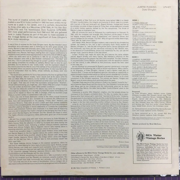 Duke Ellington - Jumpin' Punkins (LP, Comp, Mono) (Very Good Plus (VG+)) - Image 2 of 4