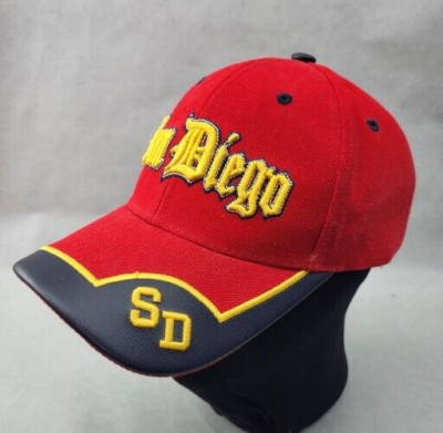 San Diego SD California Hat Strap Back Red Gold Cap Best Vina