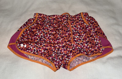 Under Armour Women s Running Shorts Lined Heat Gear Size S Pink Orange Cubism