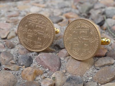 Nepali Rupee Münze Manschettenknöpfe Geld Schmuck Everest Asiatisch Kathmandu