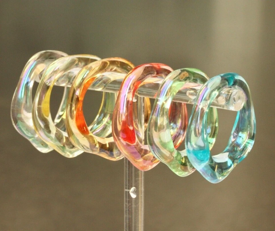 Fingerring Acryl Harz Y2K Trend moderner Damenring bunt Geschenk Frau Freundin