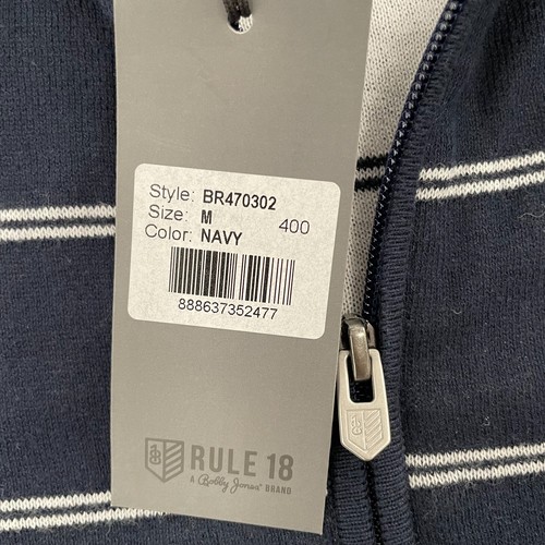 Rule 18 Bobby Jones Sweater Adult Medium Blue Stripe 1/4 Zip Cotton Mens M NEW - Picture 8 of 12