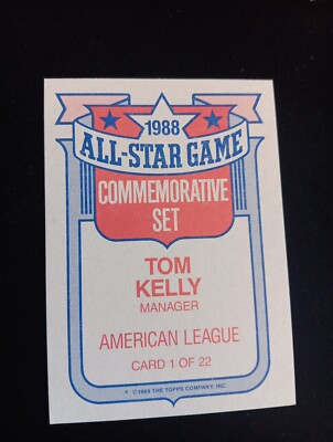 1989 Topps #1 Tom Kelly Glossy All-Stars Minnesota Twins | eBay